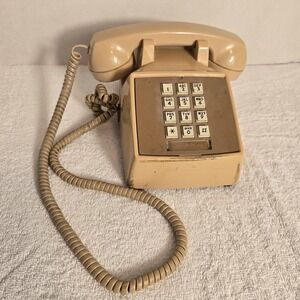 COMDIAL Basic Push Button Corded Desk/Tabletop Telephone/Phone Tan; Made in USA